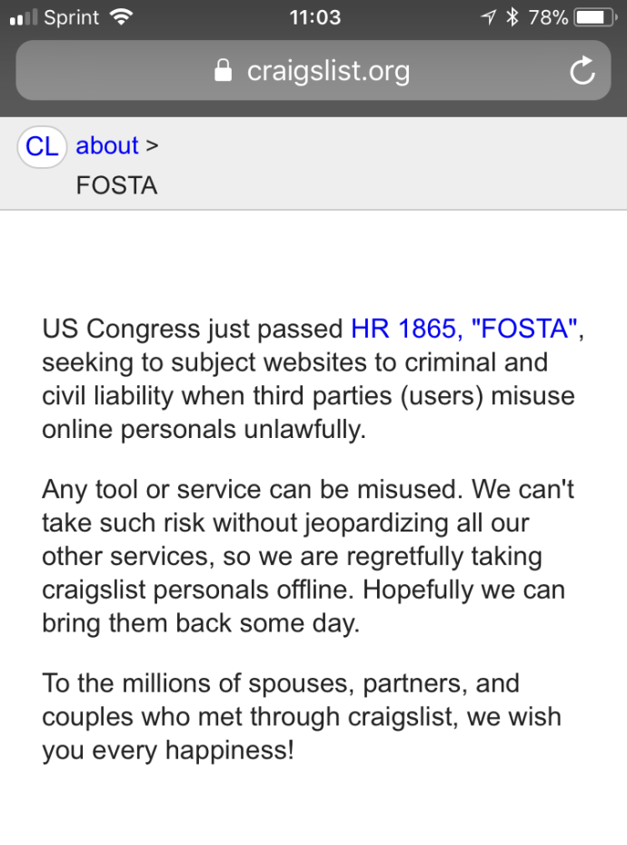 Craigslist Shutters Personals Section